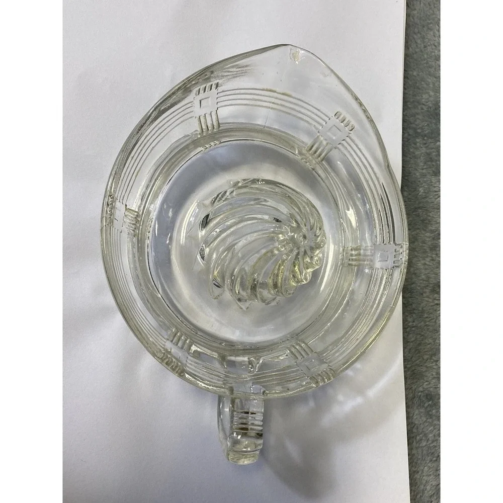 Vintage Hazel Atlas Clear Glass Juicer Reamer Basket Weave Criss Cross Pattern